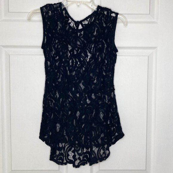 Studio Y Black Lace Tank w/Keyhole Button Closure S - Picture 2 of 7